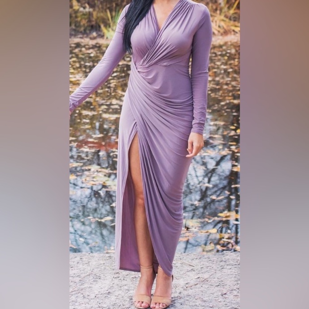 Club London Purple  Maxi Dress with Slit